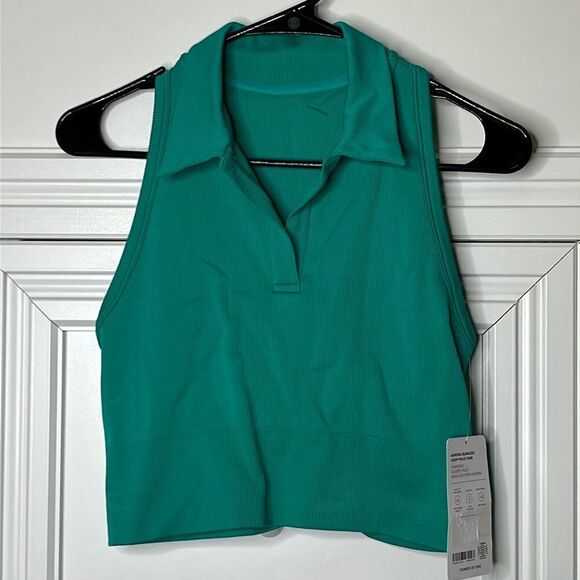Athleta Aurora Seamless Crop Polo Top Size M NWT - Picture 2 of 8